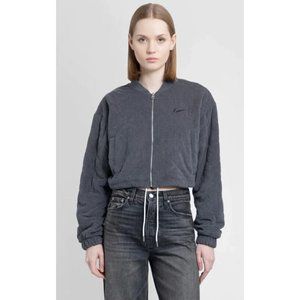 Nike Sportswear Cropped Women's Terry Quilted Jacket Gray Medium DV7826-060 $145